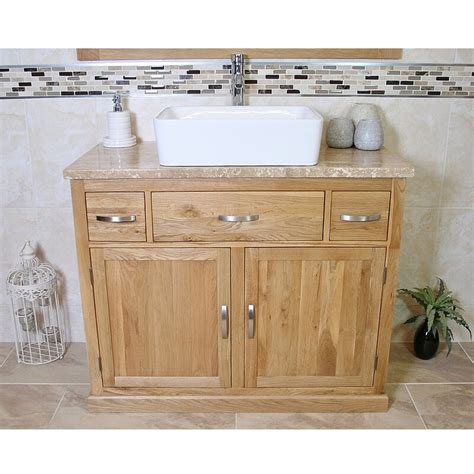 Freestanding bathroom vanities also make it easier to clean your bathroom floors. Belfry Bathroom Michael Solid Oak 1000mm Free-Standing ...