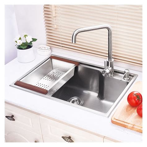Single Bowl Drop In Kitchen Sink With Drainboard Stainless Steel Hm5843l