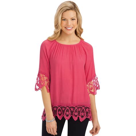 Scallop Lace Trim Top With Scooped Neckline Collections Etc