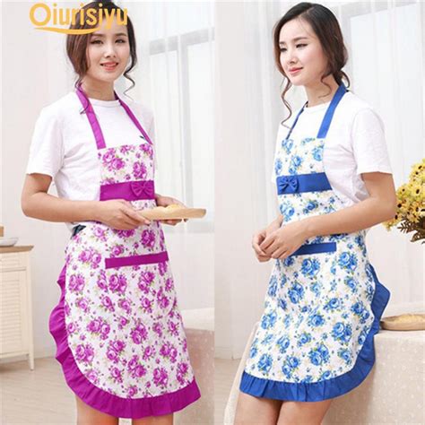 Buy Cozyroom Women Bib Floral Print Bowknot Kitchen Cooking Pocket Dress Apron At Affordable