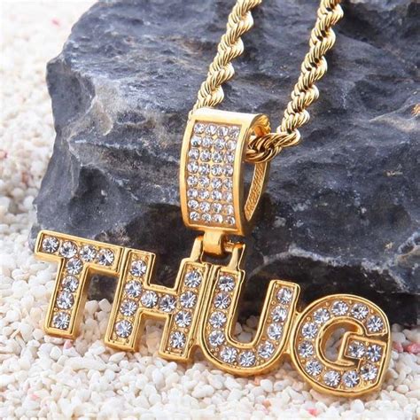 Iced Out Thug Pendant Necklace Womens Necklaces Bling