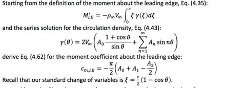 Solved Derive The Equation For The Moment Coefficient About