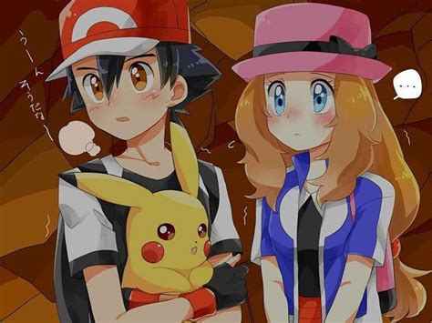 Ash And Serena With Pikachu Too Amourshipping By Willdynamo55