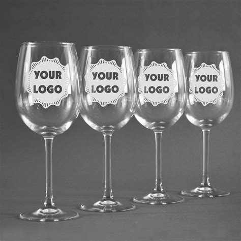 Logo And Company Name Wine Glasses Set Of 4 Personalized Youcustomizeit