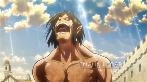Eren Titan Roar In English Japanese And Italian Youtube
