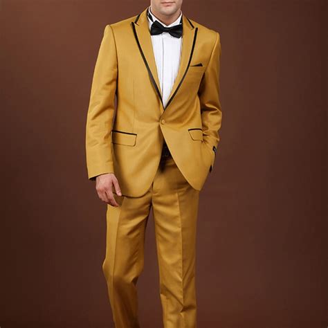 Gold Suit Mens Slim Fit Suits With Pants Male Singers Prom Men Suits