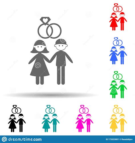 Married Couple Multi Color Style Icon Simple Glyph Flat