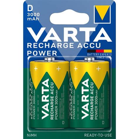 Varta Rechargeable D Size Batteries Nimh 3000mah 56720 2 Pack Uk Hr20
