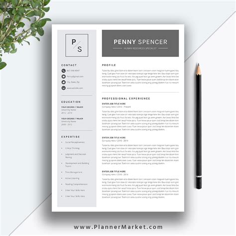 One page company cv design : Resume Template, Simple CV Template, Professional Modern ...