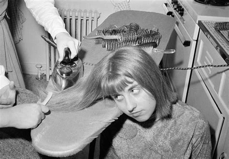 A Fourteen Year Old American Girl Having Her Hair Straightened With An Iron 1964 [os] [980×679]