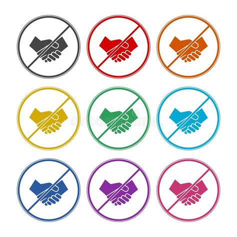 Avoid Handshakes Icon Color Set Stock Vector Illustration Of