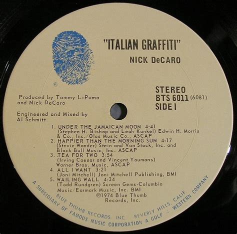 Nick Decaro Italian Graffiti レコード・cd通販のサウンドファインダー