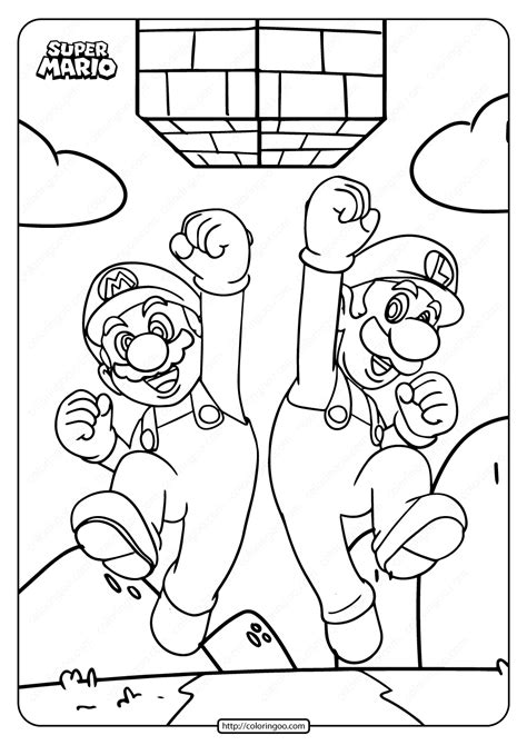 Printable Super Mario Bros Pdf Coloring Page Super Mario Coloring
