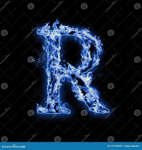 Letter R Blue Fire Flames On Black Stock Illustration Illustration