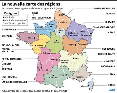 Carte De France Avec Les 13 Nouvelles Regions Map Of France Regions