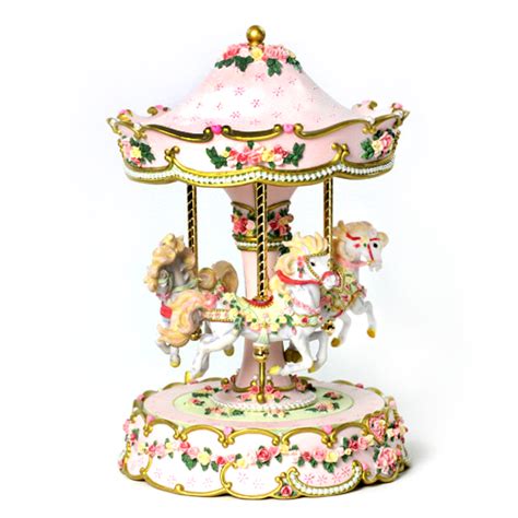 Hearts And Roses 3 Horse Carousel Music Box Unique Collectible Music