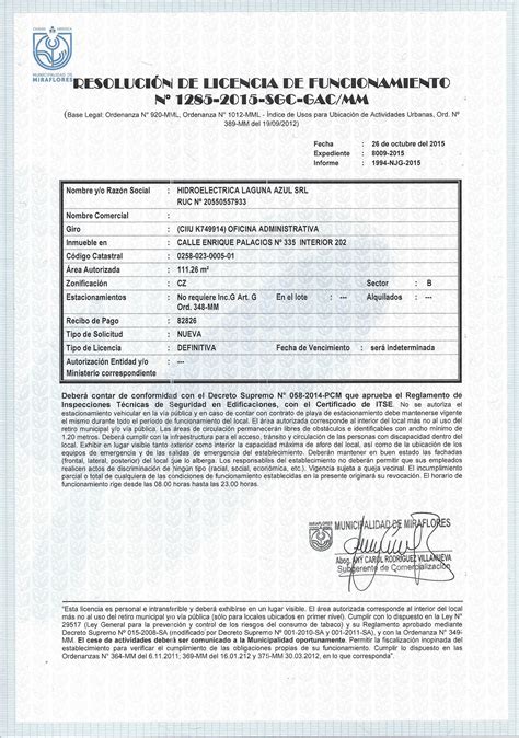El Certificado De Defensa Civil Licencia Municipal De Funcionamiento