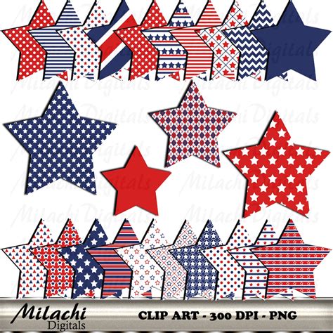 4th Of July Stars And Stripes Clipart Digital Clip Art Etsy