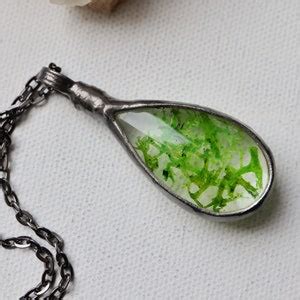 MOSS Necklace LICHEN Green Moss Terrarium Jewelry Gift For Etsy