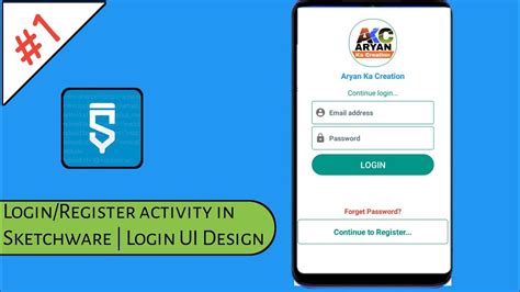 1 Loginregister Activity In Sketchware Login Ui Design Youtube