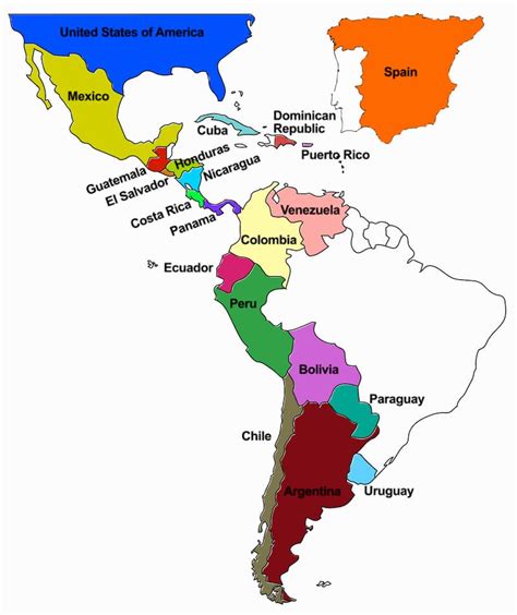 7 Map Of Spanish Speaking Countries In Central And South America Image