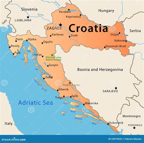Chorwacja mapa ilustracji Ilustracja złożonej z wyspa