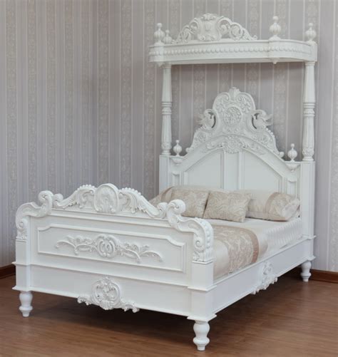 antique white  tester canopy bed