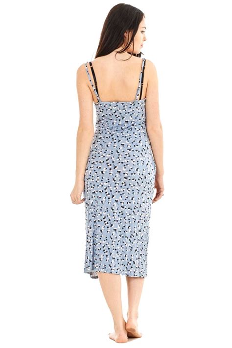 Ladies Long Floral Chemise Womens Nightie Blue Nightwear Ebay