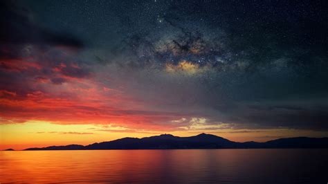 2560x1440 Resolution Scenery Sunset Stars 1440p Resolution Wallpaper
