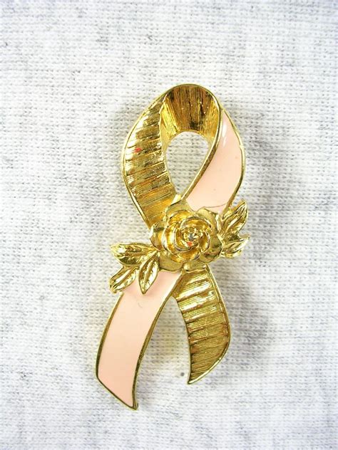 Signed Avon Vintage Breast Cancer Awareness Stick Pin Brooch In Gold