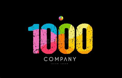 1000 Number Grunge Color Rainbow Numeral Digit Logo Stock Vector