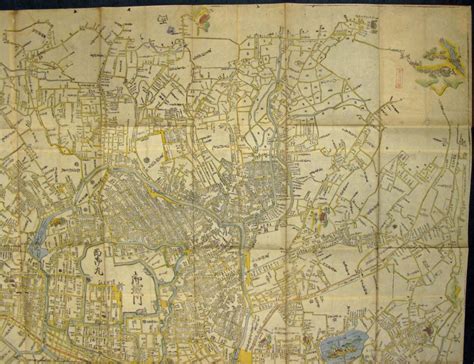 Late 16th century map google search 16th century stuff sengoku. WOODBLOCK HAND-COLOURED MAP OF TOKYO; JAPAN EIRI EDO OEZU Illustrated Edo | Japanese Hand ...