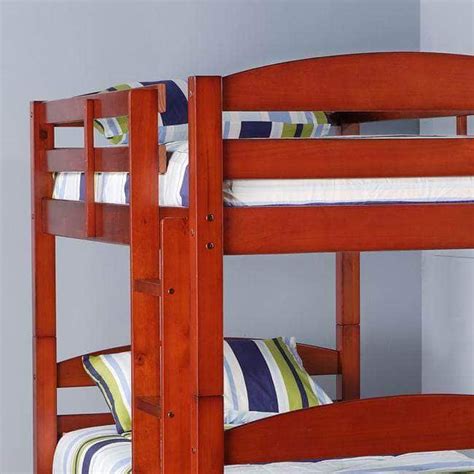 Walker Edison Solid Wood Twin Over Twin Bunk Bed In Cherry — Wholesale