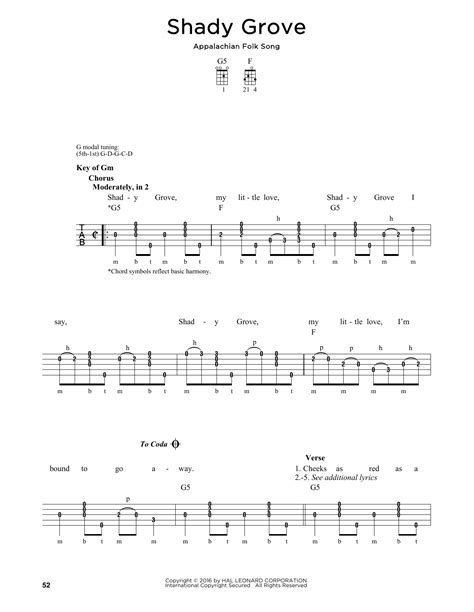 Shady Grove Sheet Music Greg Cahill Banjo Tab