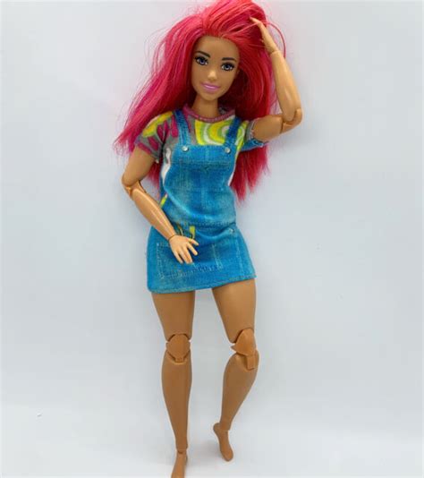 articulated made to move barbie doll fashionista curvy pink hair ooak ebay