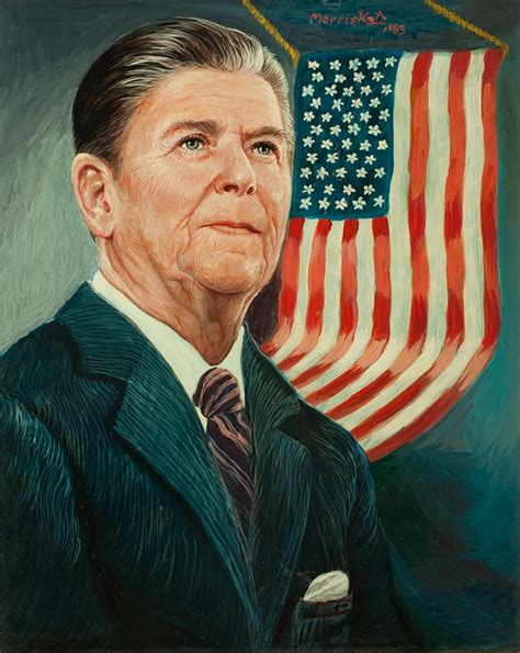 Ronald Reagan Oil Painting Vintage Presidential Portrait Awe
