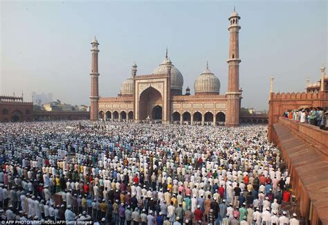millions of muslims celebrate eid to mark the end of ramadan daily mail online