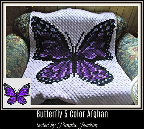 Butterfly Afghan In Purples 5 Color Butterfly Butterfly C2c Graph