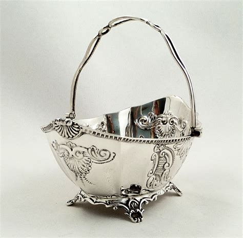 Antique Sterling Silver Swing Handle Basket 1901 289367