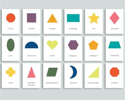 Minimalist Shapes Flashcards Printable Modern Basic Shape Etsy