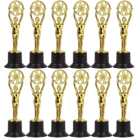 Mini Trophies For Film Party And Teachers Gold Plastic Awards 12 Pack