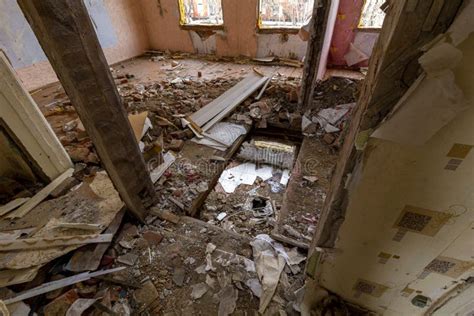 Destroyed Floor Of The Apartment On The Second Storey Of The House