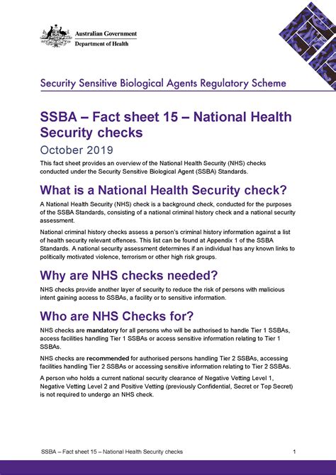 Ssba Fact Sheet National Health Security Checks Australian Government Department Of
