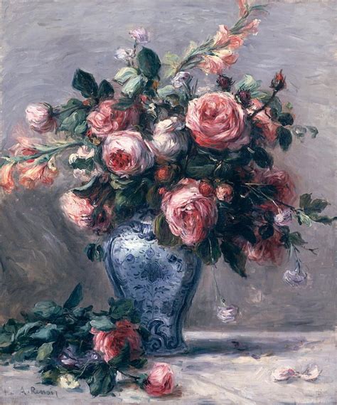 Vase Of Roses Painting By Pierre Auguste Renoir Vase Of Roses Fine