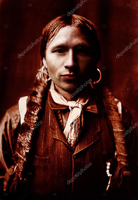 Indian American Native Warrior Man Self Portrait — Stock