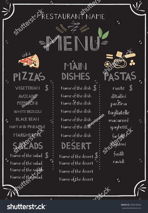 Menu With Hand Lettering Template Ilustraci N Vectorial En Stock