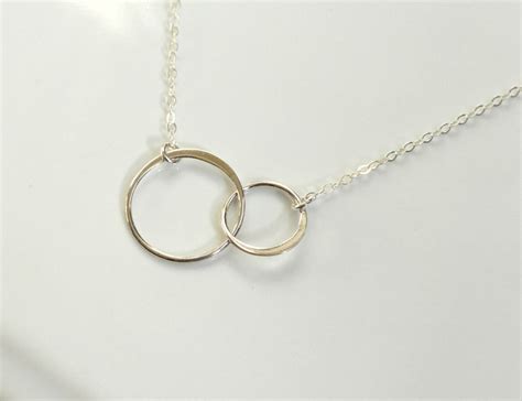 Interlocking Circles Necklace Sterling Silver Two Connected Etsy