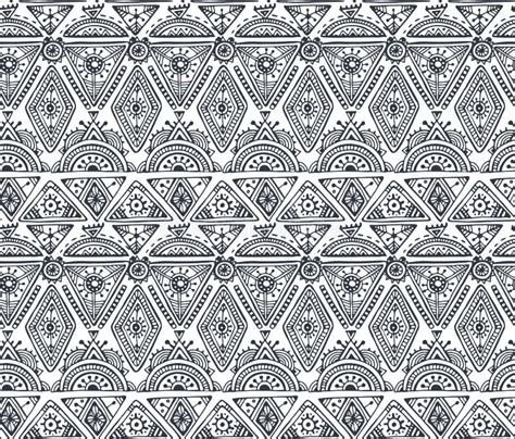 Black And White Ethnic Seamless Pattern With Hand Drawn Elements Stock