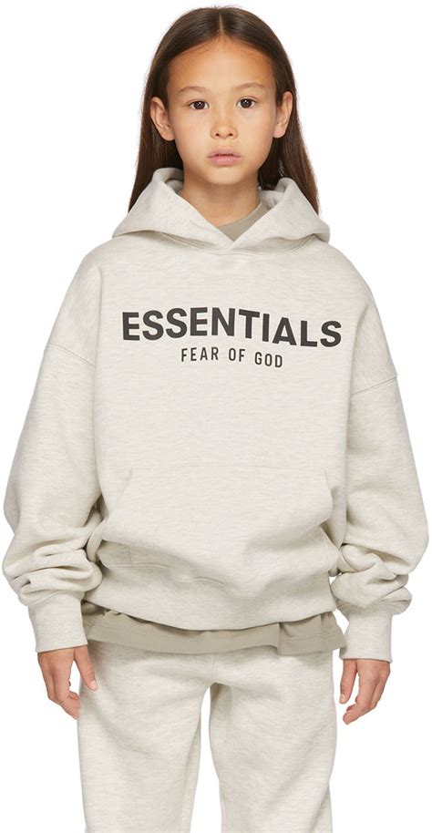 Essentials Kids Grey Fleece Pullover Hoodie Oatmeal Editorialist