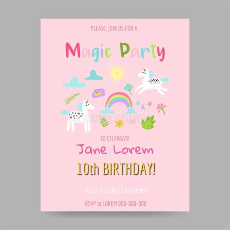 Baby Shower Card With Cute Unicorn Stock Vector Illustration Of